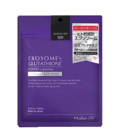 Омолаживающая тканевая маска для лица MAKE.IN DERMA IZM 100 с экзосомами и глутатионом / 10 шт.