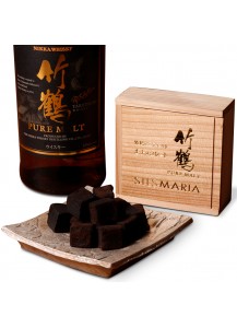 ЖИВОЙ шоколад ручной работы SILSMARIA "Виски" в деревянной коробке